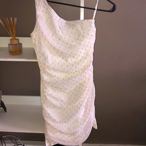 Sparkly white & gold one shoulder dress